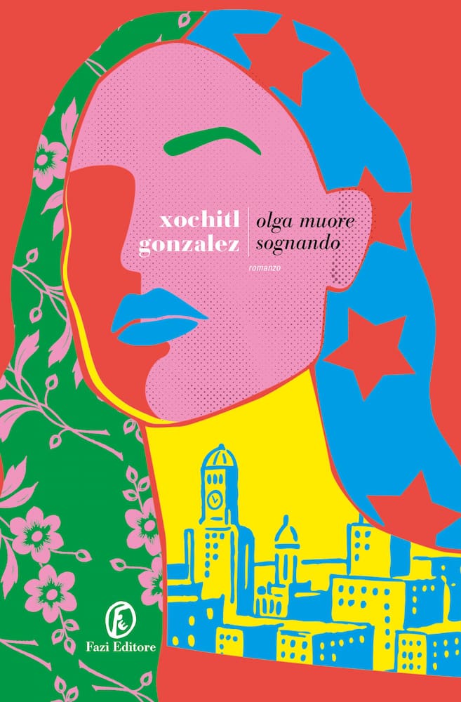 La copertina a colori vivaci con un viso alla andy warhol